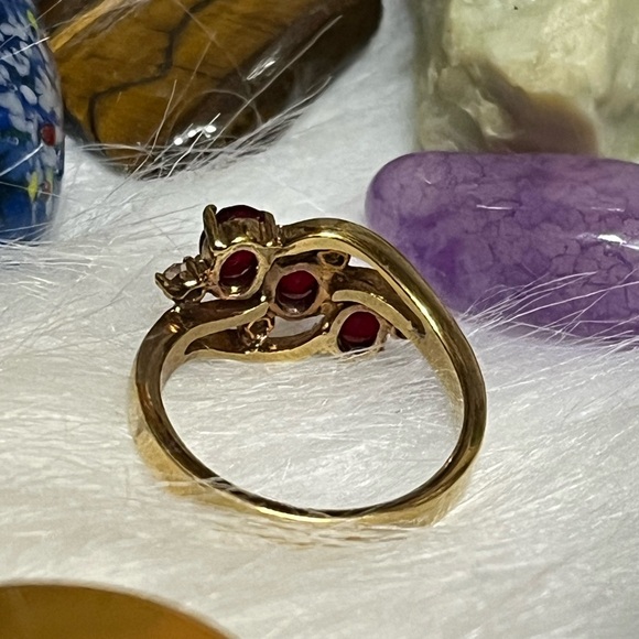Triple Red Ruby Cocktail Ring - Picture 3 of 11